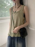 Pohi Vintage Lace Wood Button Sleeveless