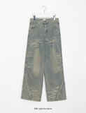 [unisex] Denim cut parachute washed denim pants