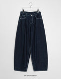 Keldo Stripe Raw Denim Balloon Wide Pants