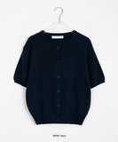 Latma Color Round Short Sleeve Crop Knit Cardigan