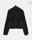 Muhi No Collar Neck Strap Two-Button Two-Pocket Crop Jacket