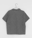 [BAONHAUS] Krunen Linen Check Short Sleeve Shirt Blouse