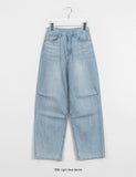 Renhel Pintuck Cat Washing Wide Denim Pants