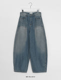 Dinte Stud Washing Balloon Wide Denim Pants