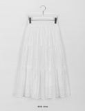 Nihato Lace Banding Tiered Long Skirt