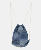 Denim rope string gymsack backpack