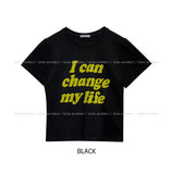 Life lettering crop short sleeves