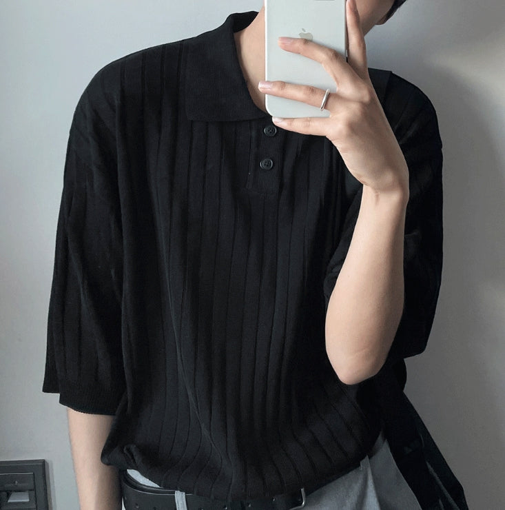 【COSYHARU】Summer Linen Ribbed Collar Knit COSYHARU (コシハル) - サマーリネン襟付きニット / Summer