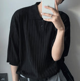 Summer Linen Ribbed Collar Knit