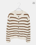 Minun Stripe Color Matching Knit Long Sleeve Cardigan
