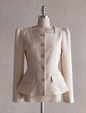 Roche Square Peplum Tweed Jacket
