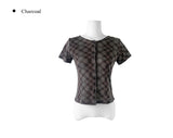Molly Check Short Sleeve Slim Cardigan