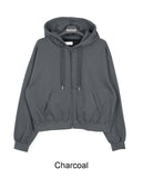 Laen Crop Brushed Hood Zip-Up