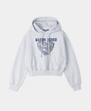 (W) DOODLE HEART CROP HOODIE