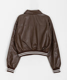 Loving Two-Way Leather Collar Crop Jacket