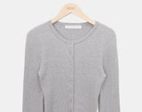 Cure Button Ribbed Round Cardigan