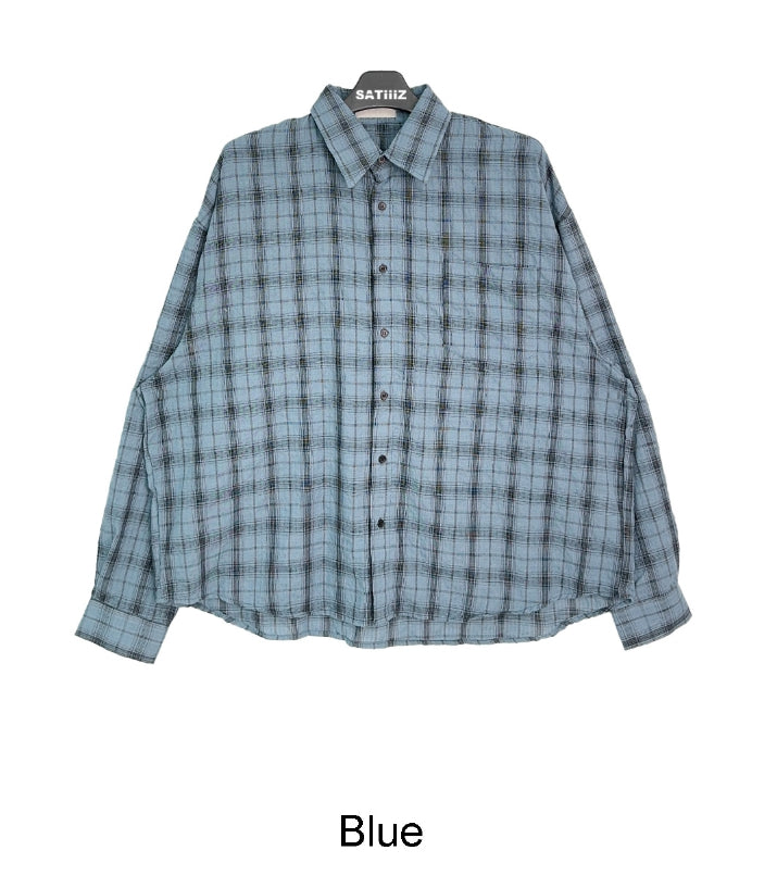 【SATIIIZ】Eddyburn Linkle Checkered Shirt SATIIIZ (サティーズ) - エディバーンリンクルチェックシャツ