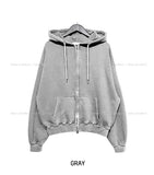 (UNISEX) Meti Pigment Semi-Crop Hood Zip-Up