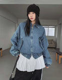 Kanto incision denim two-way quilted flight jumper