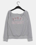 Linbu 78 Patch Off-Shoulder Pile Sweatshirt