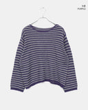 Zuri Stripe Pattern Round Neck Loose Fit Long Sleeve Knit