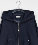 [unisex] Poikin Two Way Denim Over Hood Zip-Up