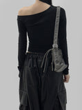 Leather cargo wide pants