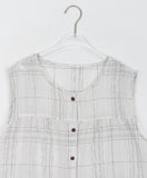 Yenmi Linen Check Button Sleeveless Blouse