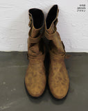 Grason suede gathered leather belted boots