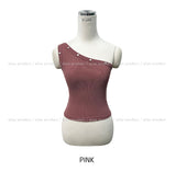 Low rivet one shoulder sleeveless