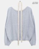 [Muffler SET] Mavin Lip Neck Color Matching One Off Shoulder Wool Long Sleeve Knit