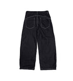 Look Fire Buckle Balloon Wide Denim Pants
