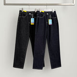 Raw banding brushed span no dyeing straight denim pants