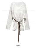 [Cup sleeveless + Belt set] Summer Bohemian Net Knit Set