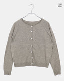 Nilla cut-out round neck button long-sleeved cardigan