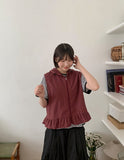 [BAONHAUS] Kenmot Nylon Frill Hood Zip-up Vest