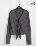 hoven ribbon strap ruffle frill long-sleeved cardigan