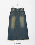 Dilpin Fringe Washing Denim Skirt