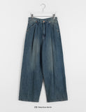 Delibe Pintuck Wash Wide Denim Pants