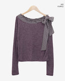 Beltic Dot Ribbon Off-Shoulder T-Shirt
