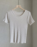[Planning] Beria U-neck Ribbed Short Sleeve Knit