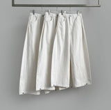 4-Season Hem Snap Long Wide Cotton Pants