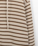 [unisex] Hibo stripe hood knit warmer zip-up cardigan