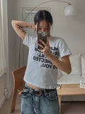 Steel U lettering cropped short-sleeved