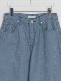 Shordan Summer Stripe Denim Balloon Wide Pants