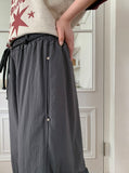 [BAONHAUS] Genbibeu Nylon Belted Wide-leg Pants