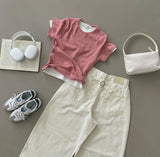 Silver Strap Back Point Balloon Herringbone Wide Cotton Pants