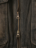 Vintage washed balloon collar denim jacket