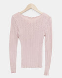 Burin Punched Wavy V-Neck Knit