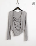 [SET] Throw Shirring Sleeveless Long Sleeve Cardigan Set